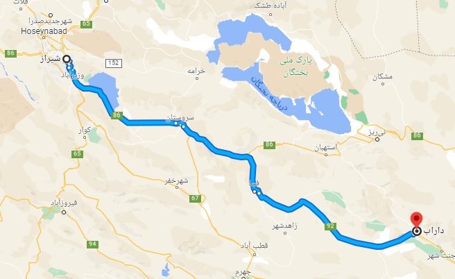 مسیر دسترسی به داراب